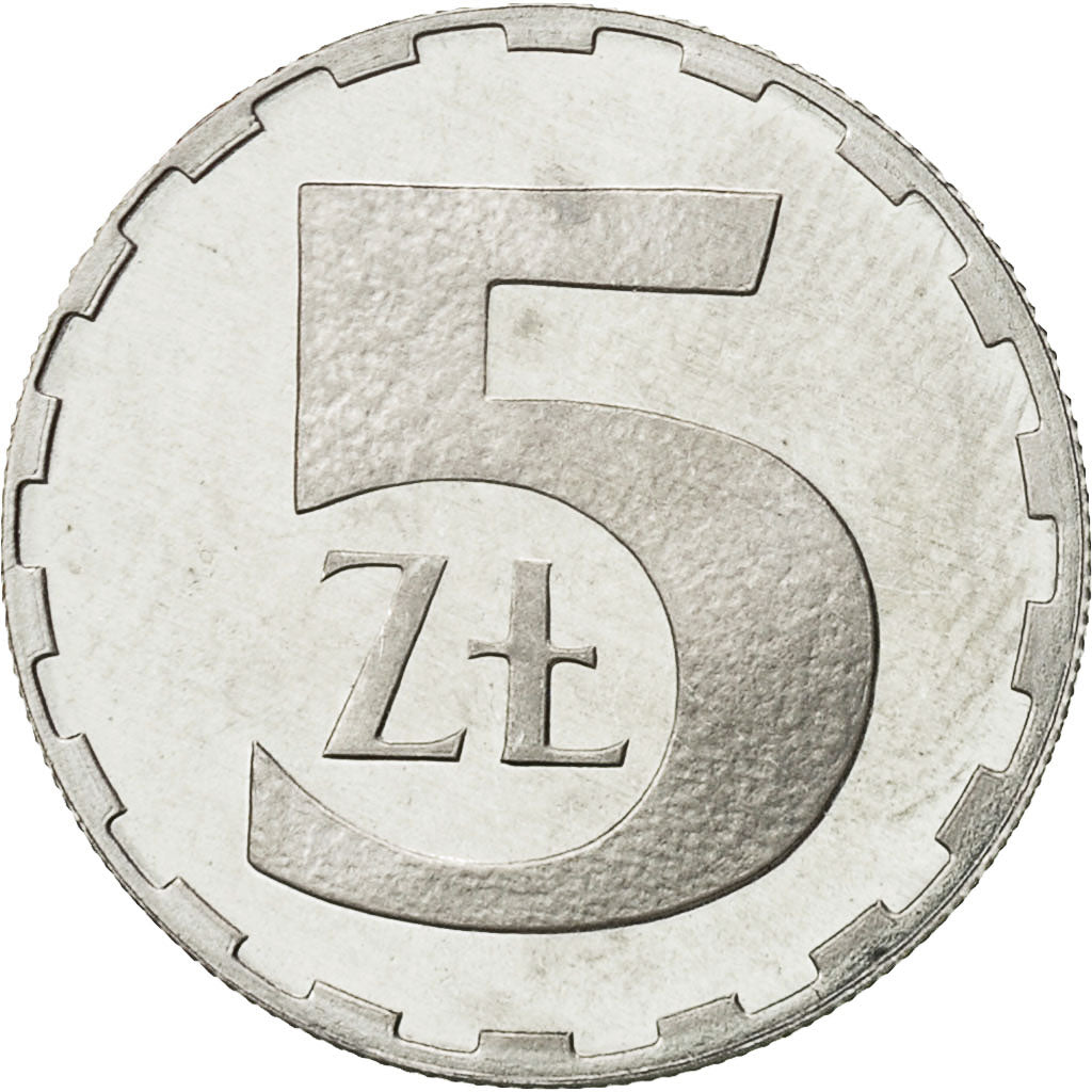 Poland, 5 Zlotych, 1990, Warsaw, MS(60-62), Aluminum, KM:81.3