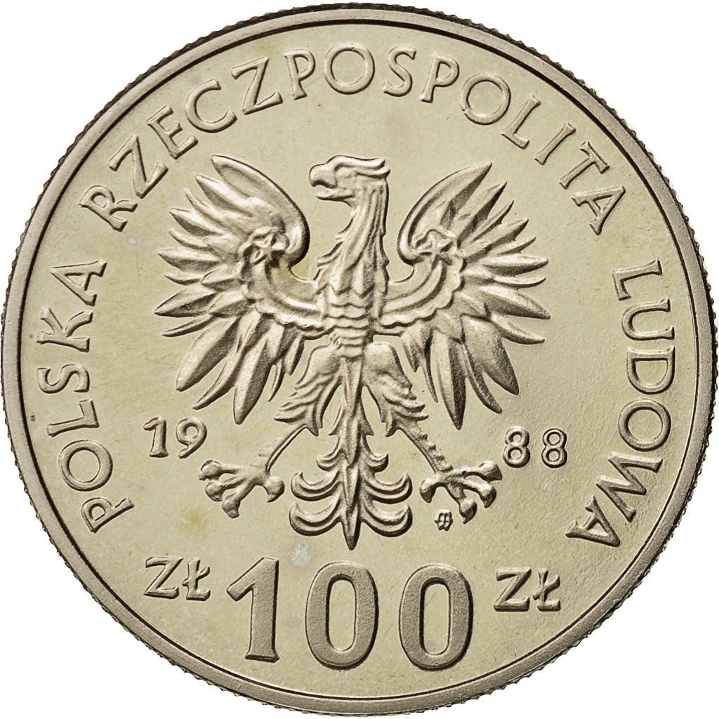 Polonia, 100 Zlotych, 1988, Warsaw, FDC, Rame-nichel, KM:183