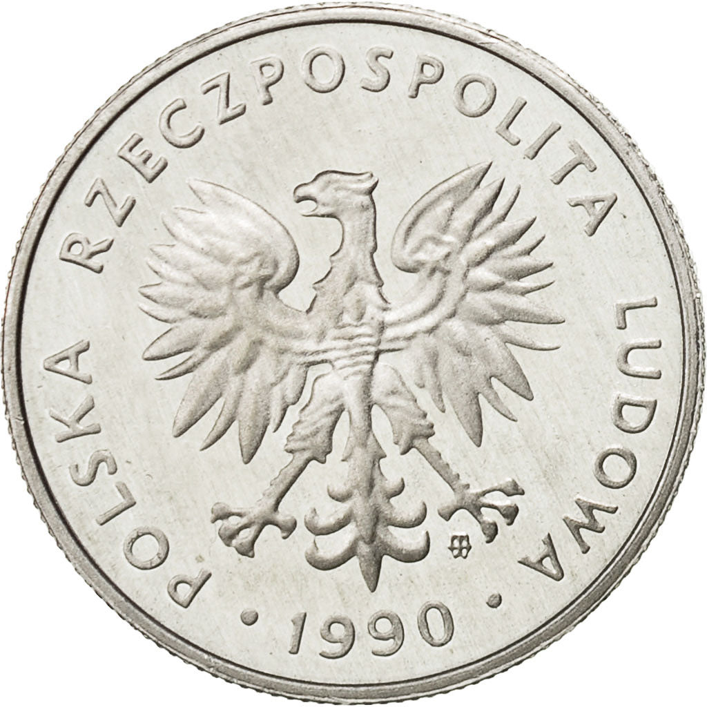 Poland, 5 Zlotych, 1990, Warsaw, MS(65-70), Aluminum, KM:81.3