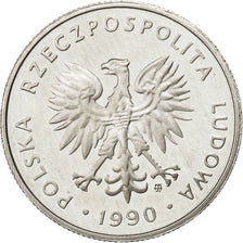 Poland, 5 Zlotych, 1990, Warsaw, MS(65-70), Aluminum, KM:81.3