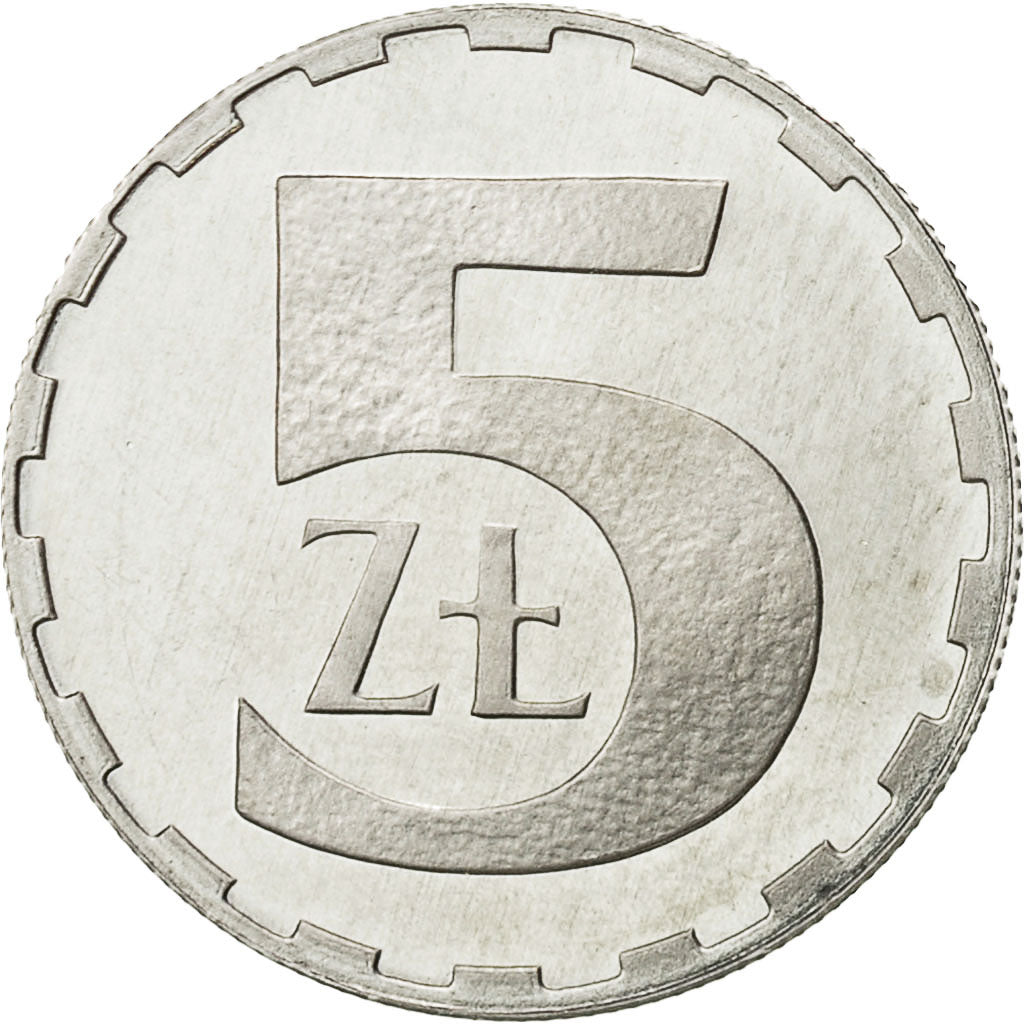 Poland, 5 Zlotych, 1990, Warsaw, MS(65-70), Aluminum, KM:81.3