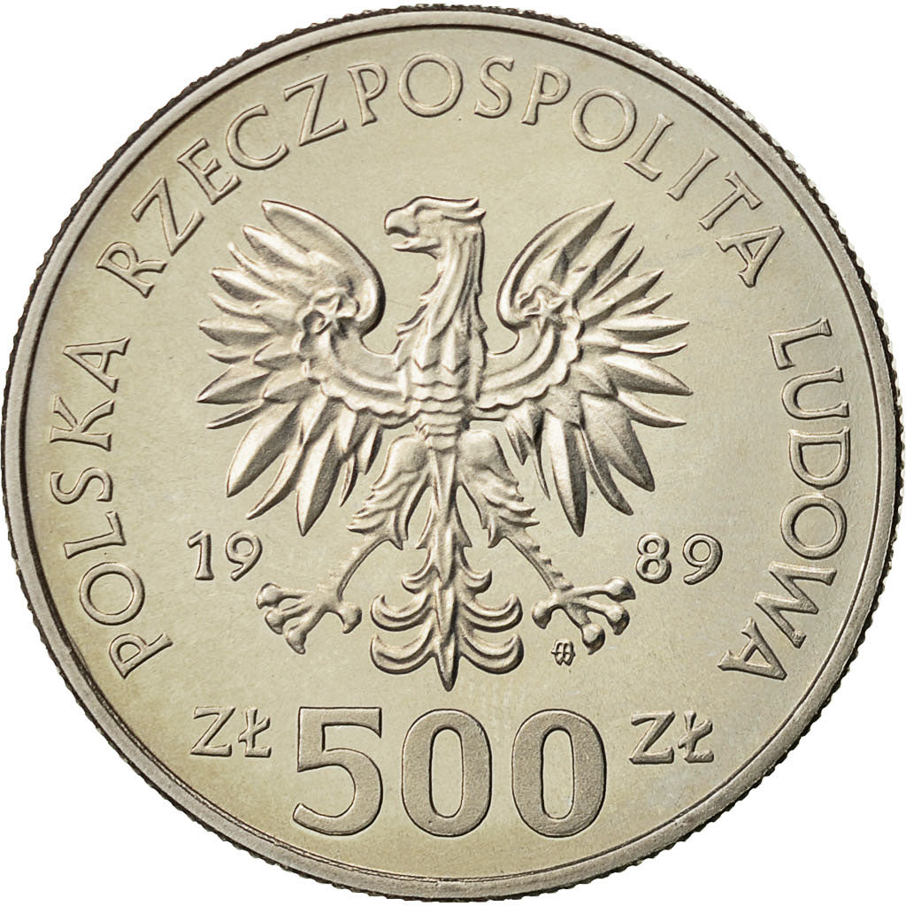 Polonia, 500 Zlotych, 1989, Warsaw, FDC, Rame-nichel, KM:194