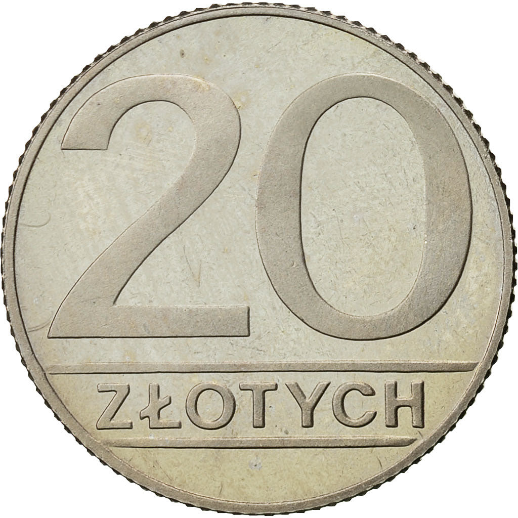 Polonia, 20 Zlotych, 1989, Warsaw, SPL, Rame-nichel, KM:153.2