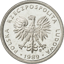 Poland, Zloty, 1989, Warsaw, MS(65-70), Aluminum, KM:49.3