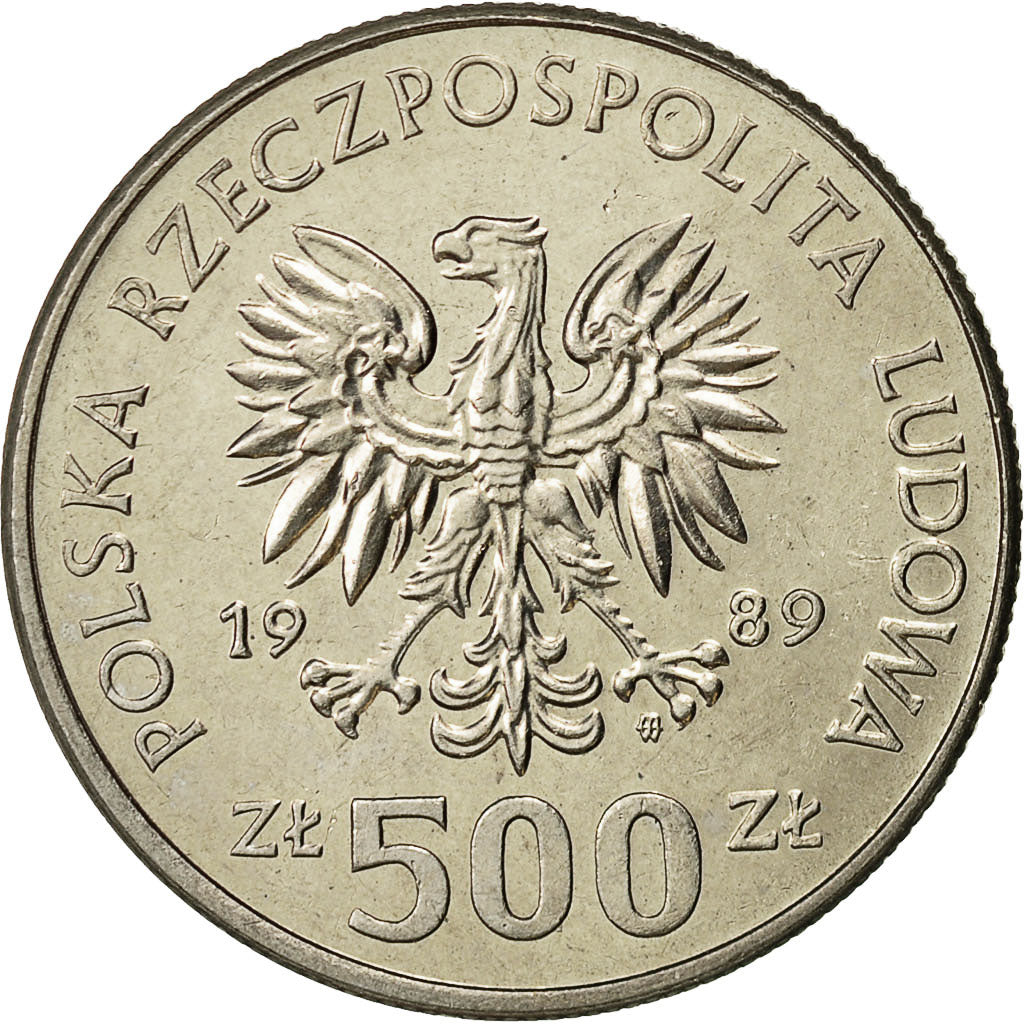 Pologne, 500 Zlotych, 1989, Warsaw, SPL, Copper-nickel, KM:194