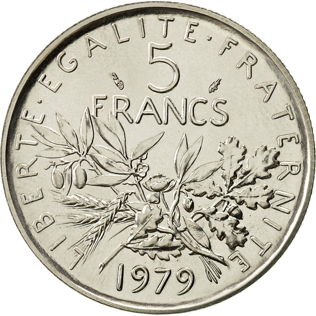 Frankreich, Semeuse, 5 Francs, 1979, Paris, STGL, Nickel Clad Copper-Nickel