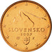 Słowacja, Euro Cent, 2009, Kremnica, MS(65-70), Miedź platerowana stalą