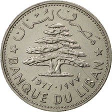 Lebanon, Livre, 1977, SS+, Nickel, KM:30