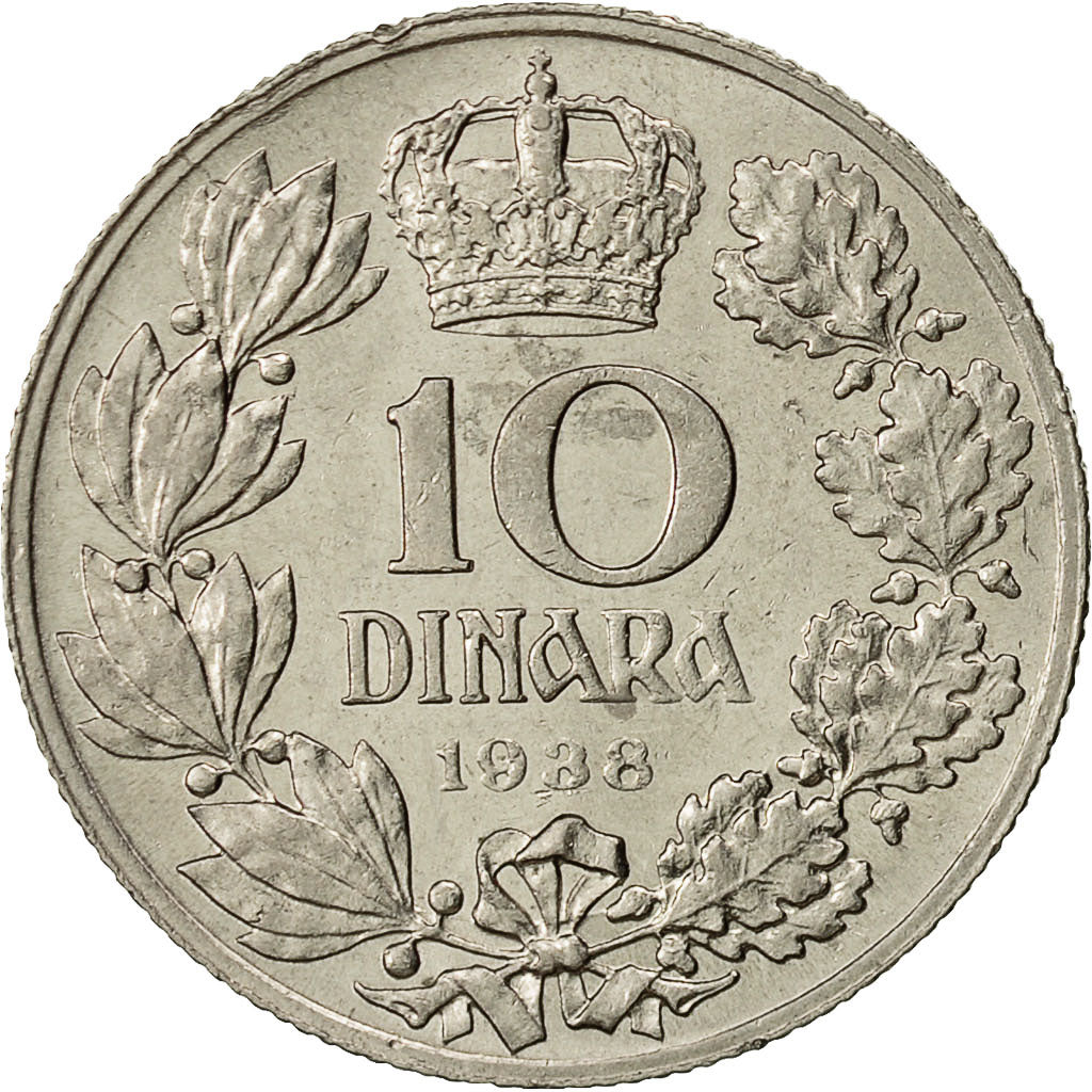 Iugoslavia, Petar II, 10 Dinara, 1938, SPL-, Nichel, KM:22