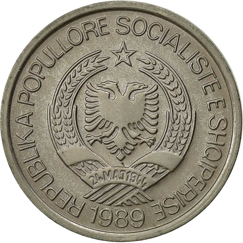 Albania, 2 Leke, 1989, Rome, BB+, Rame-nichel, KM:73