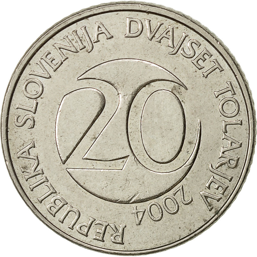 Slovenia, 20 Tolarjev, 2004, Kremnica, BB+, Rame-nichel, KM:51