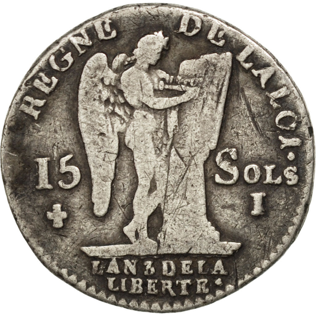 FRANCE, 15 sols françois, 15 Sols, 1/8 ECU, 1791, Limoges, KM #604.5, VF(30-35),