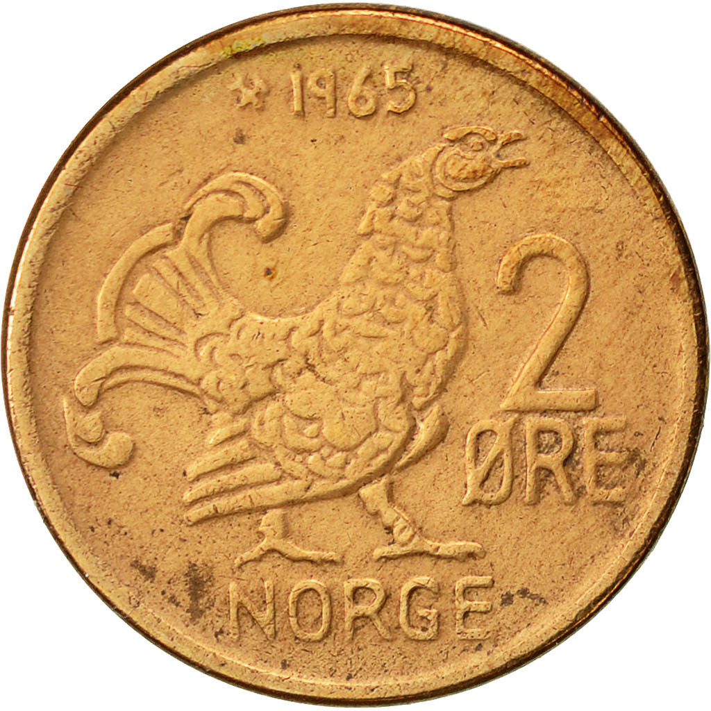 Norwegen, Olav V, 2 Öre, 1965, SS, Bronze, KM:410