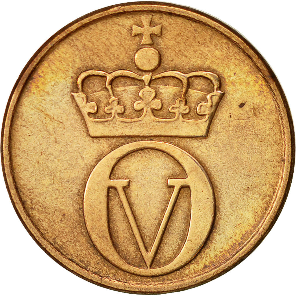 Norvegia, Olav V, 2 Öre, 1972, BB, Bronzo, KM:410
