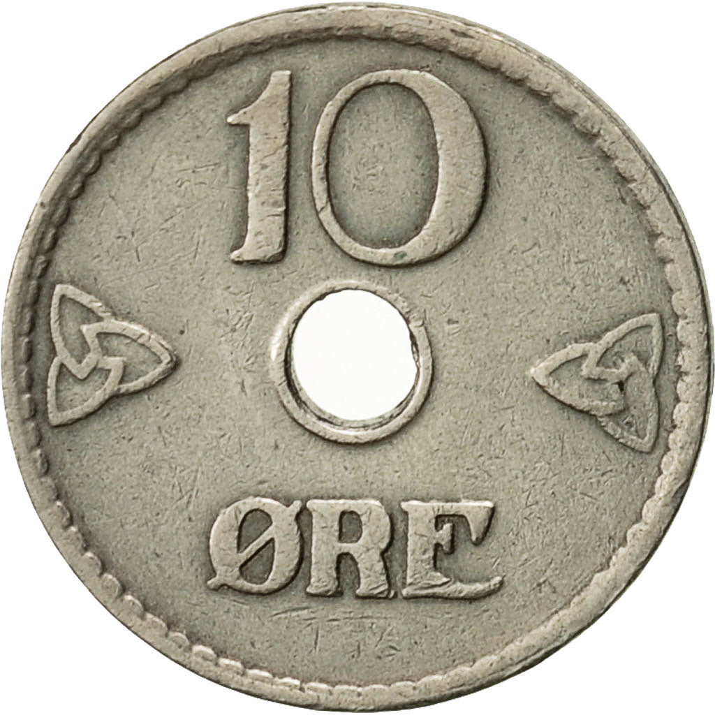 Norvegia, Haakon VII, 10 Öre, 1924, BB, Rame-nichel, KM:383