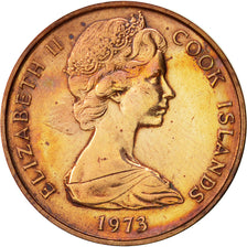 Cookinseln, Elizabeth II, 2 Cents, 1973, Franklin Mint, SS, Bronze, KM:2