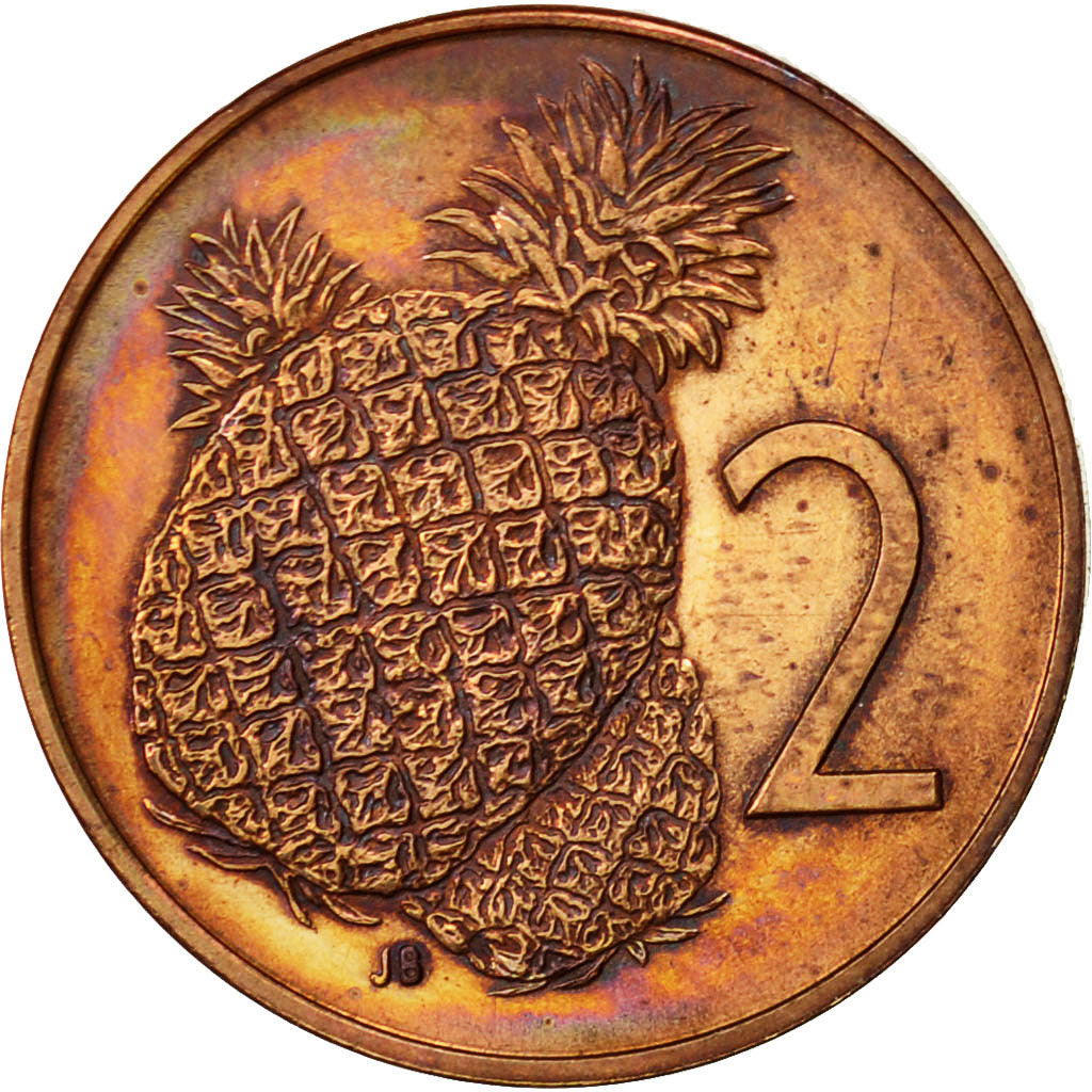 Cookinseln, Elizabeth II, 2 Cents, 1973, Franklin Mint, SS, Bronze, KM:2