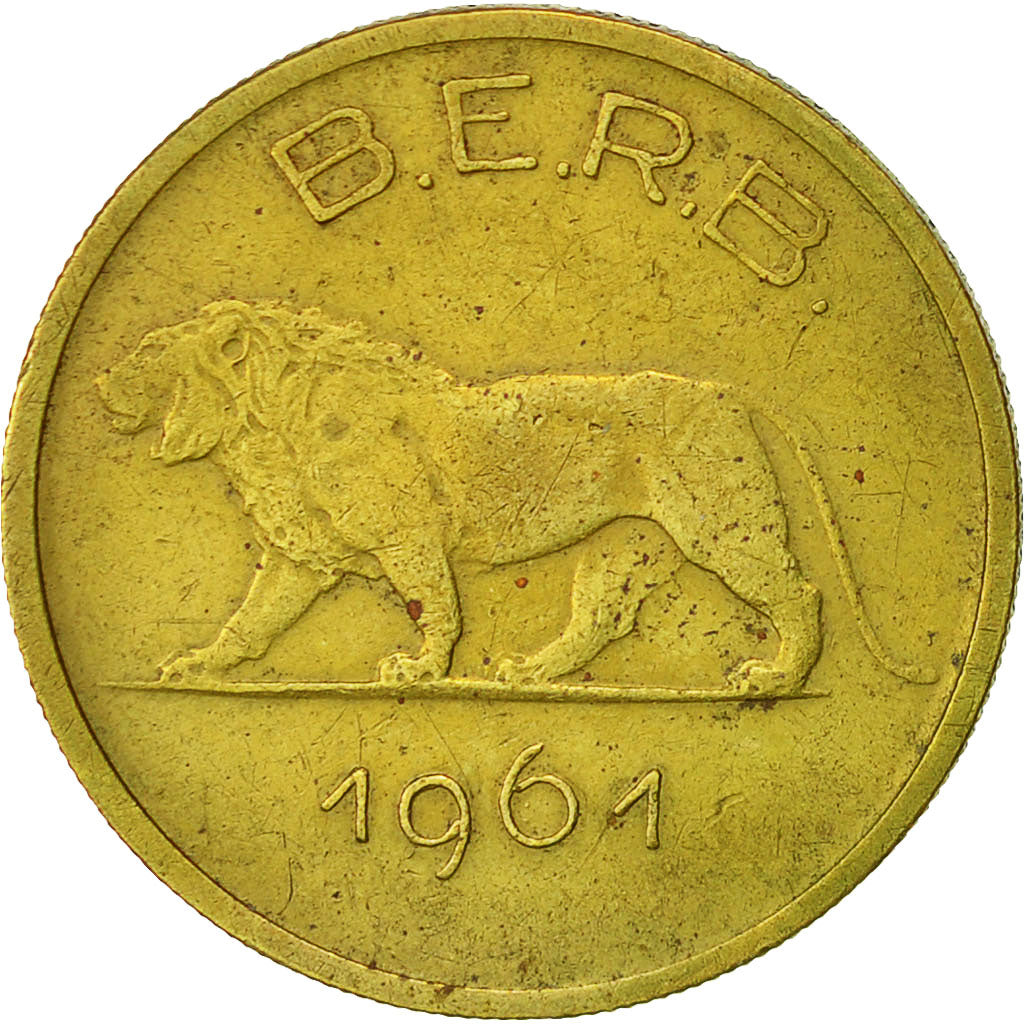 RWANDA & BURUNDI, Franc, 1961, EF(40-45), Brass, KM:1