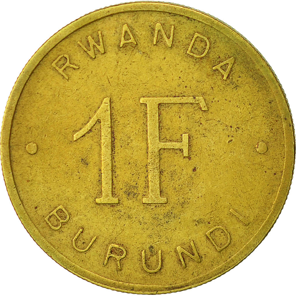 RWANDA & BURUNDI, Franc, 1961, EF(40-45), Brass, KM:1