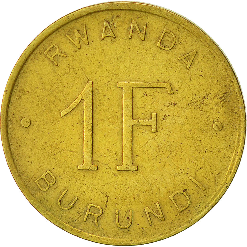 RWANDA & BURUNDI, Franc, 1964, MBC, Latón, KM:1