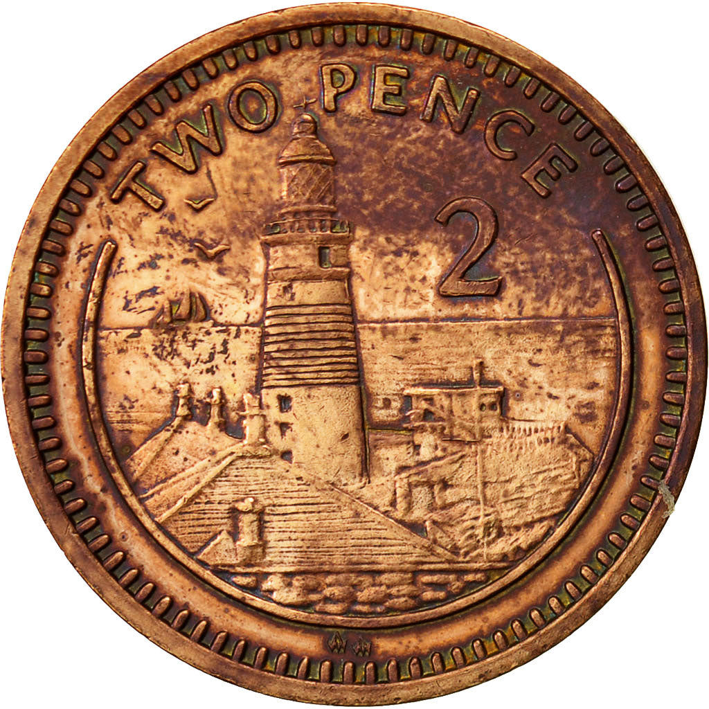 Gibraltar, Elizabeth II, 2 Pence, 1988, SS, Bronze, KM:21