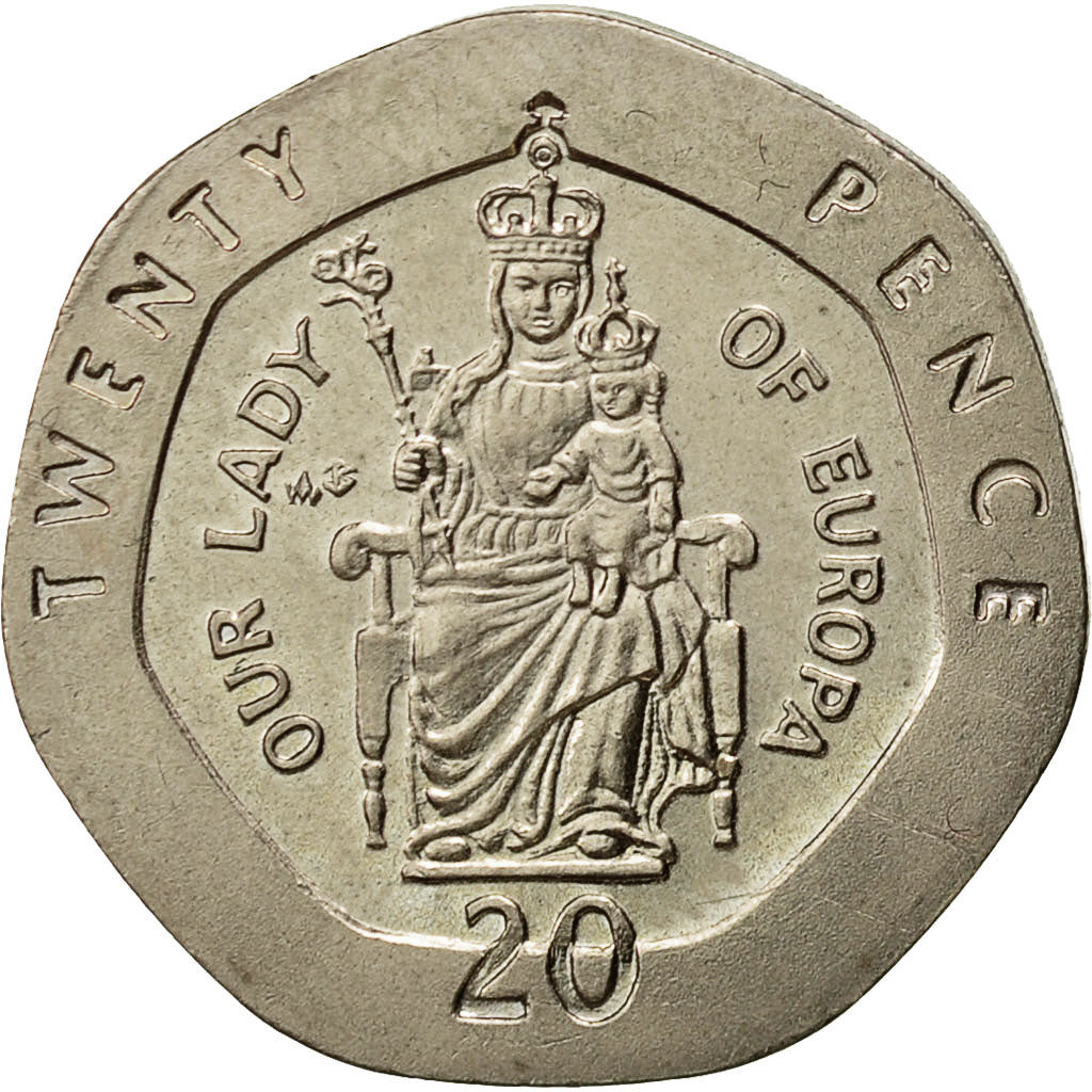 Gibraltar, Elizabeth II, 20 Pence, 1988, VZ, Copper-nickel, KM:16