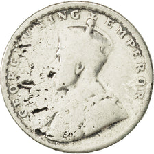 INDIA BRITÁNICA, George V, 1/4 Rupee, 1915, BC+, Plata, KM:518