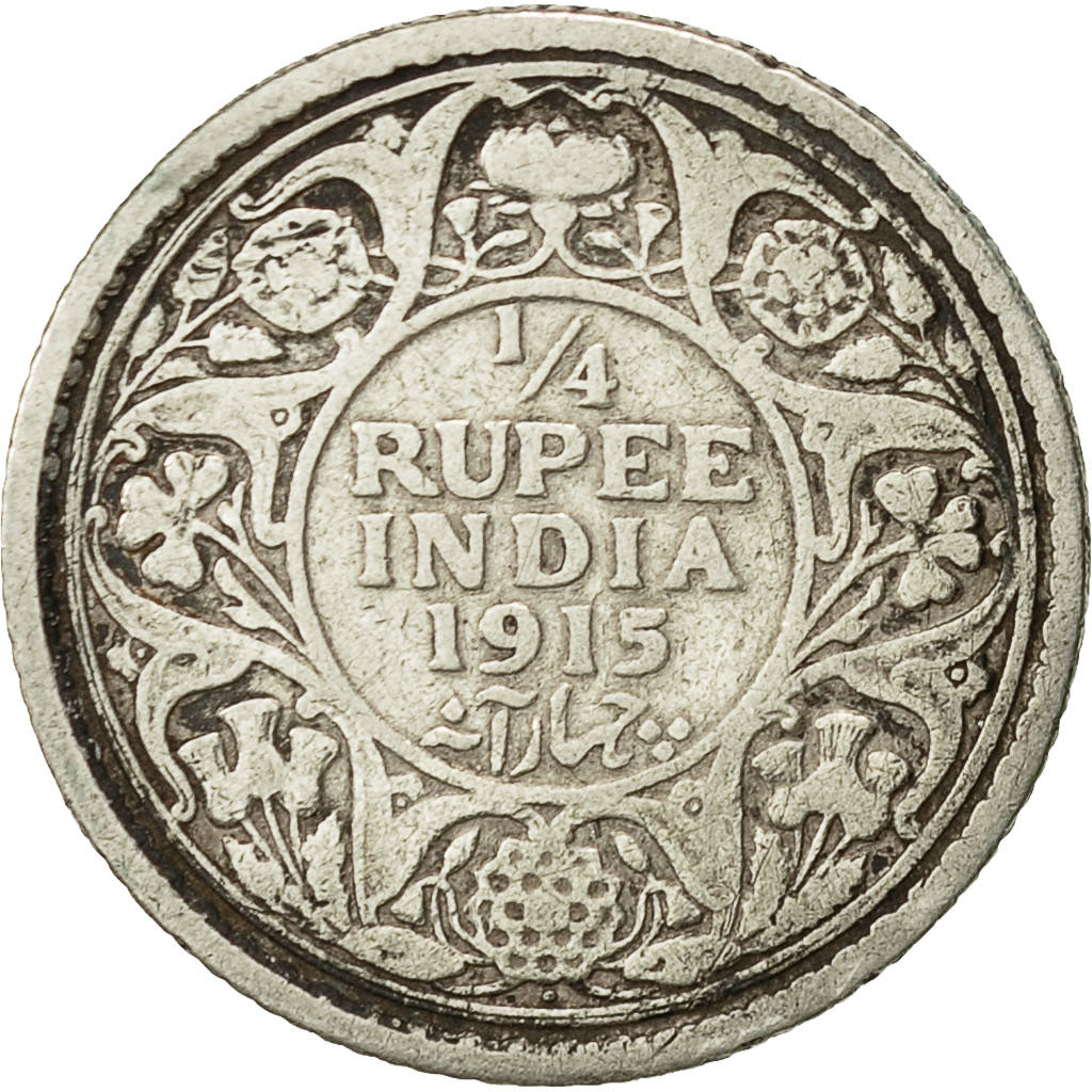 INDIA-BRITISH, George V, 1/4 Rupee, 1915, S, Silber, KM:518