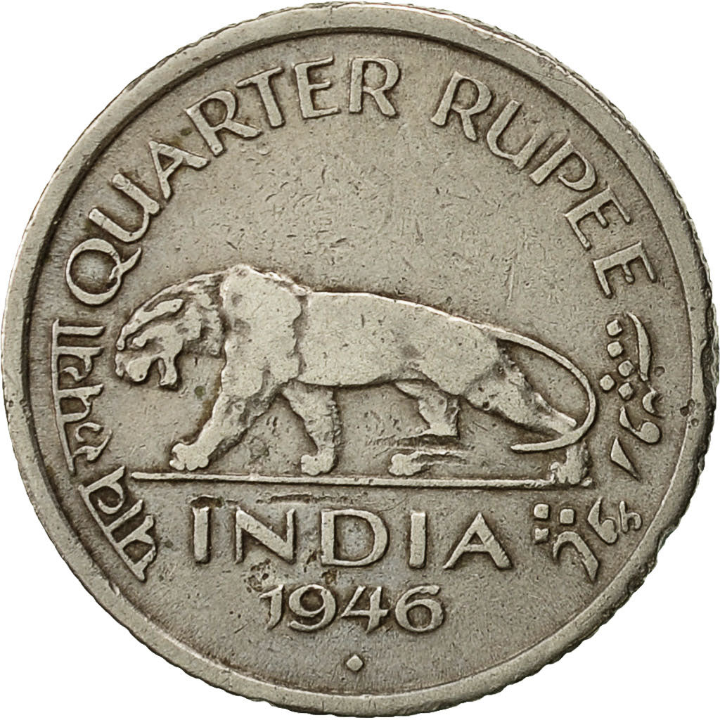 INDIA - BRITANNICA, George VI, 1/4 Rupee, 1946, BB, Nichel, KM:548