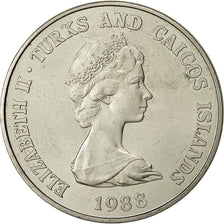 Turks e Caicos, Elizabeth II, Crown, 1988, SPL, Rame-nichel, KM:64