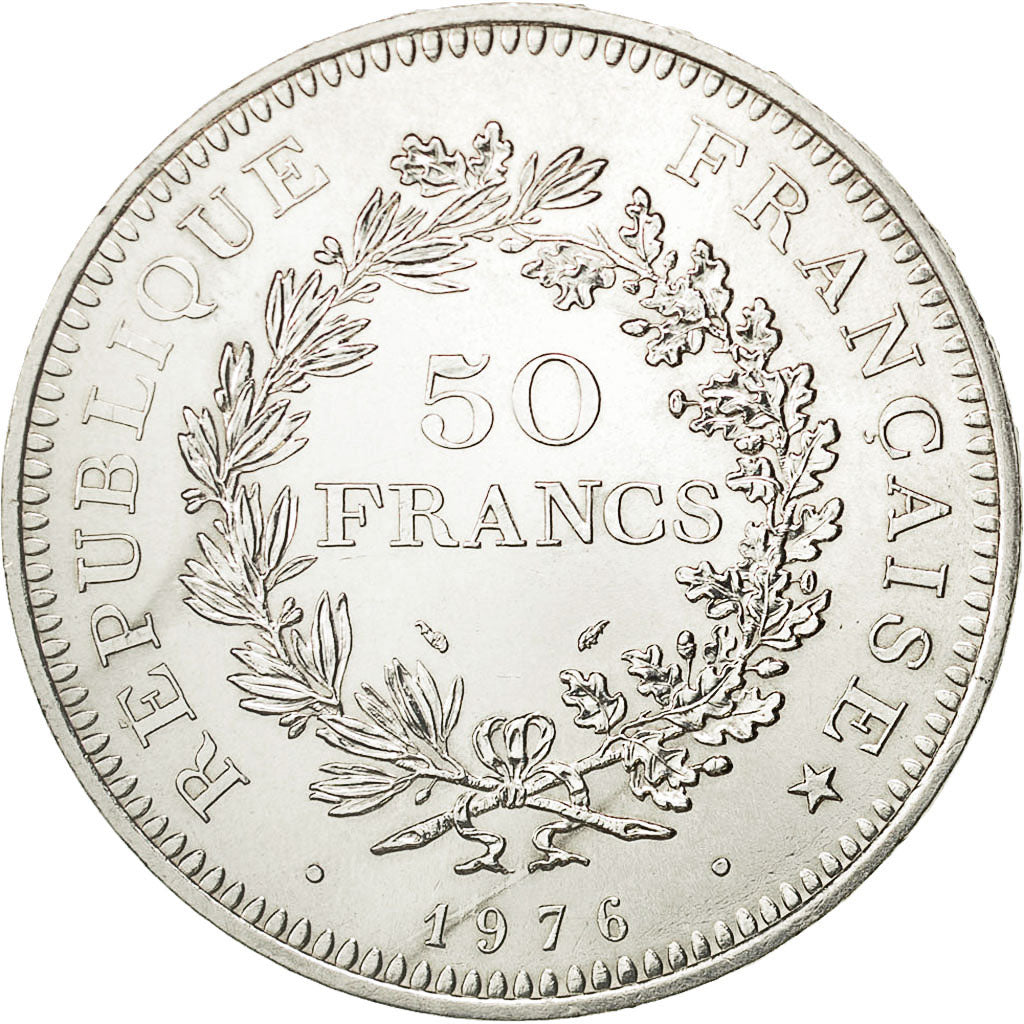 France, Hercule, 50 Francs, 1976, Paris, MS(63), Silver, KM:941.1, Gadoury:882