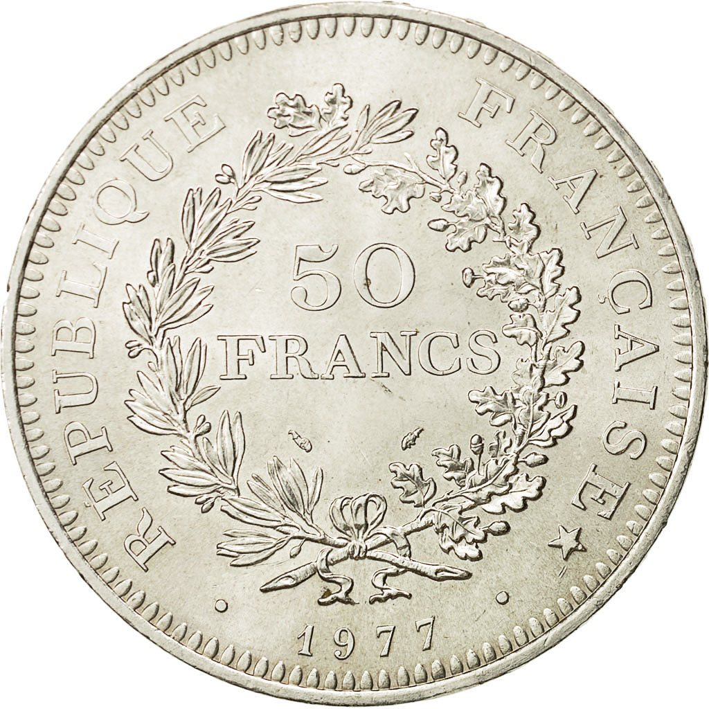 France, Hercule, 50 Francs, 1977, Paris, MS(63), Silver, KM:941.1, Gadoury:882