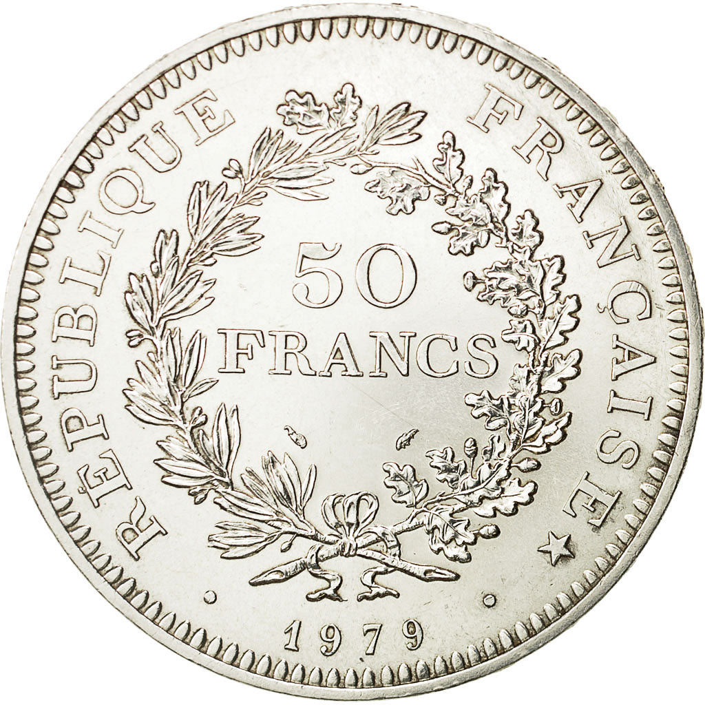 France, Hercule, 50 Francs, 1979, Paris, MS(63), Silver, KM:941.1, Gadoury:882