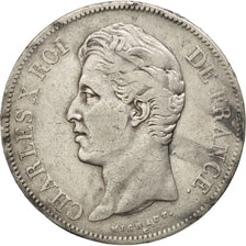 FRANCE, Charles X, 5 Francs, 1827, Lille, KM #728.13, VF(30-35), Silver,...