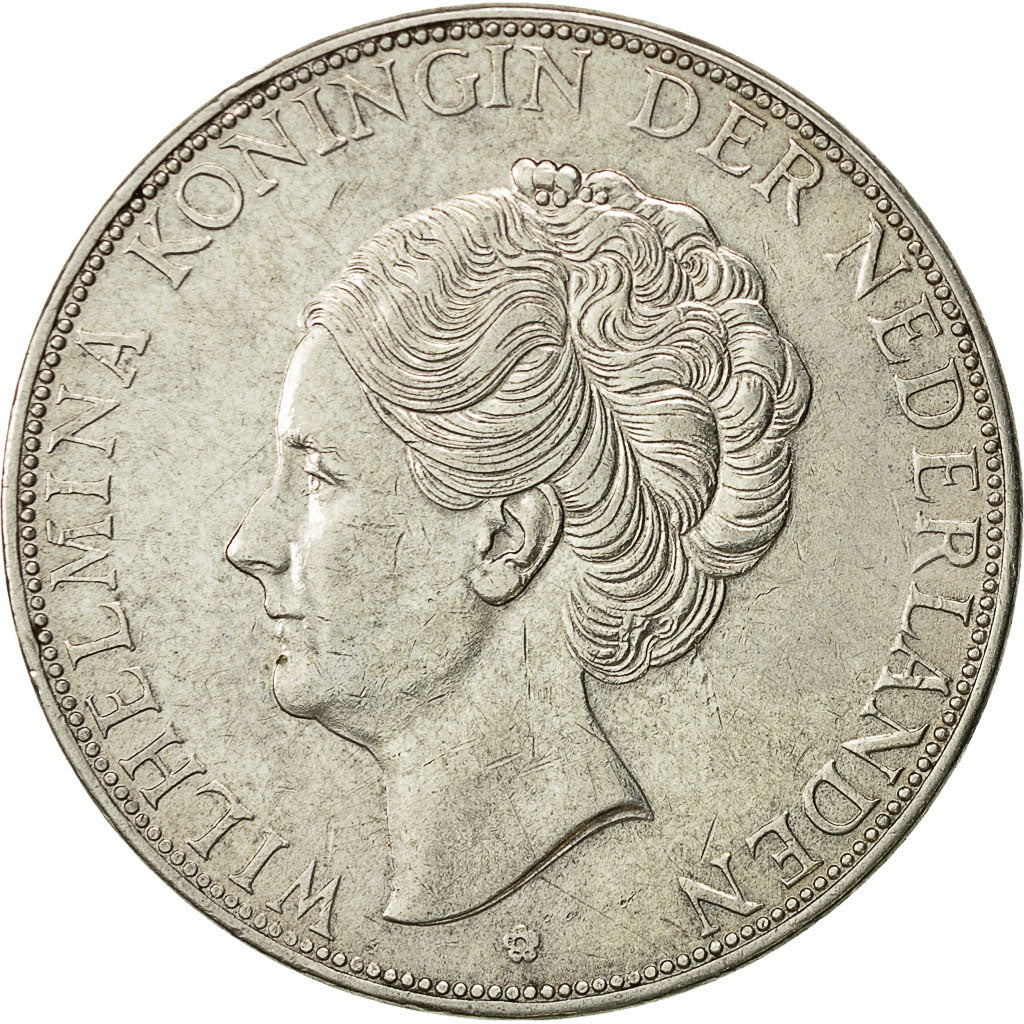 Paesi Bassi, Wilhelmina I, 2-1/2 Gulden, 1933, SPL, Argento, KM:165