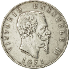 Moneta, Włochy, Vittorio Emanuele II, 5 Lire, 1871, Milan, AU(50-53), Srebro