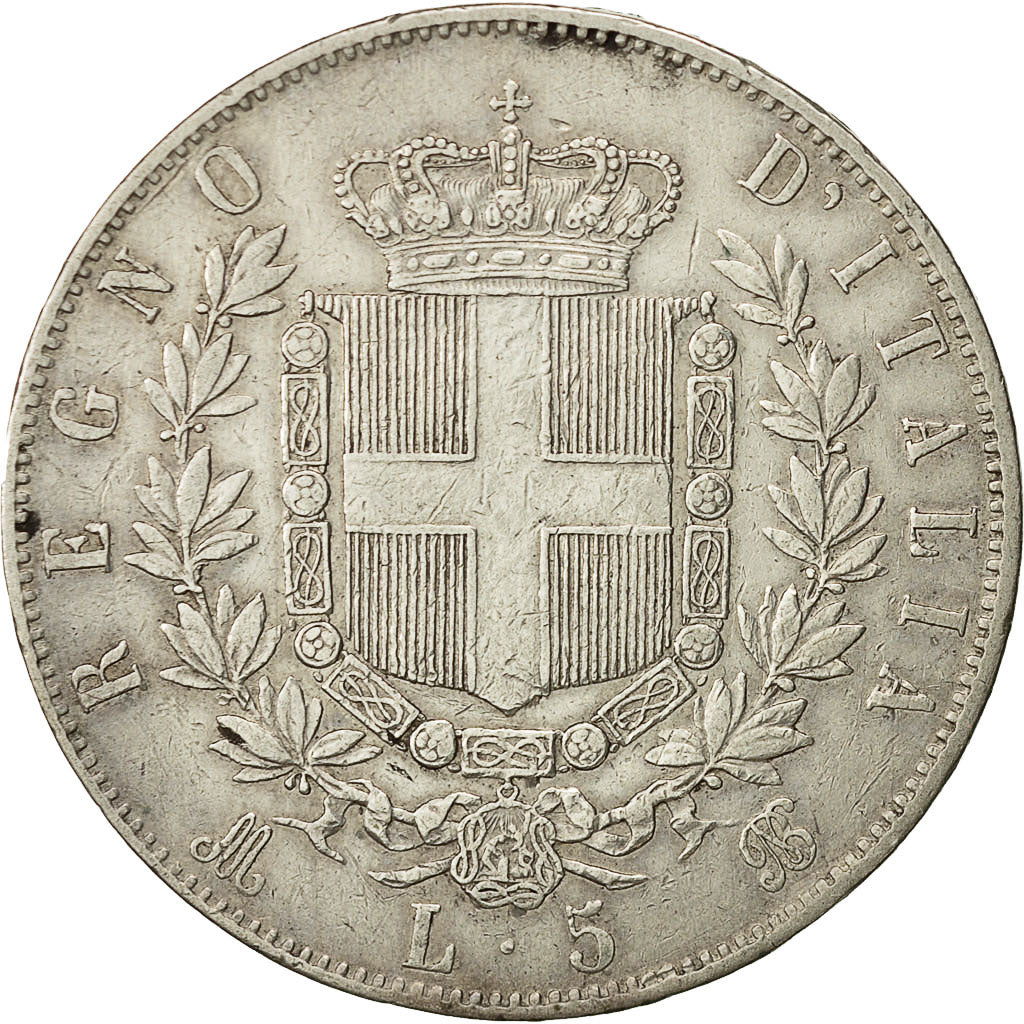 Italien, Vittorio Emanuele II, 5 Lire, 1871, Milan, SS+, Silber, KM:8.3