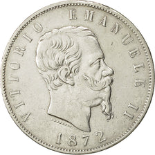 Italy, Vittorio Emanuele II, 5 Lire, 1872, Milan, AU(50-53), Silver, KM:8.3
