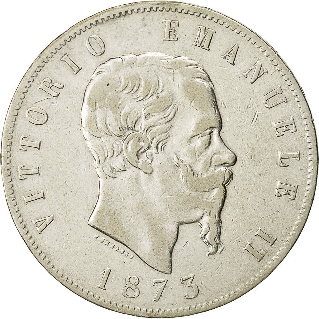 Italie, Vittorio Emanuele II, 5 Lire, 1873, Milan, TTB, Argent, KM:8.3