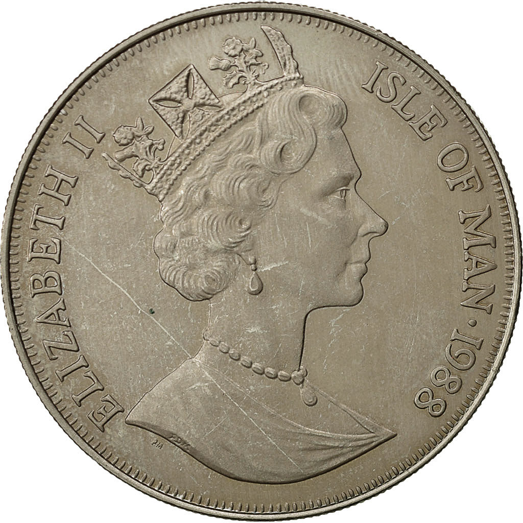 Isle of Man, Elizabeth II, Crown, 1988, Pobjoy Mint, SS, Copper-nickel, KM:245