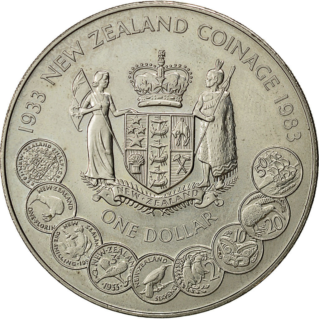 Nuova Zelanda, Elizabeth II, Dollar, 1983, British Royal Mint, SPL, Rame-nichel