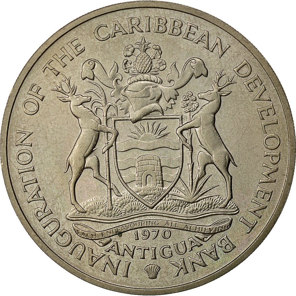 ANTIGUA, Elizabeth II, 4 Dollars, 1970, Paris, VZ, Copper-nickel, KM:1
