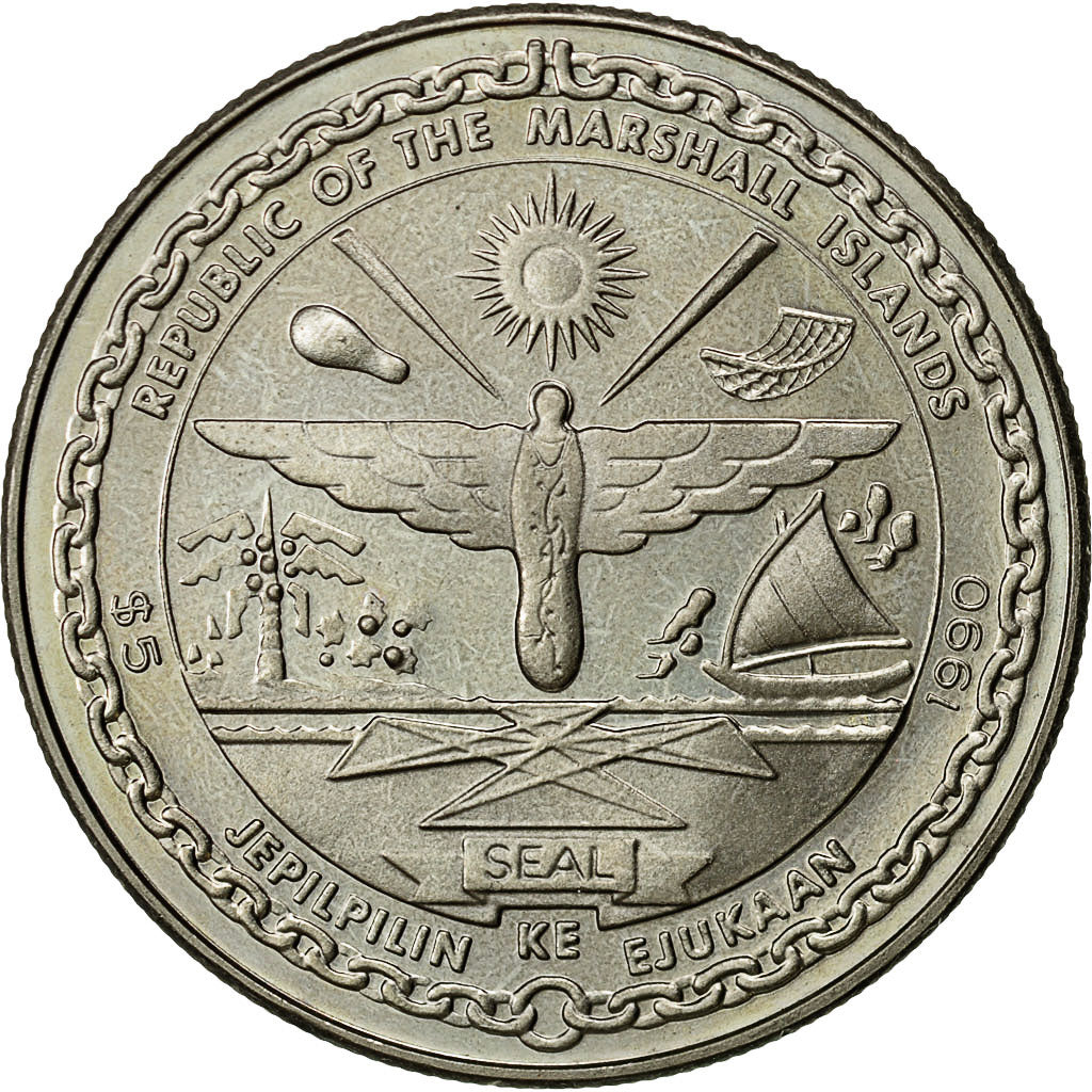 Marshall Islands, 5 Dollars, 1990, Medallic Art Co., MS(63), Copper-nickel