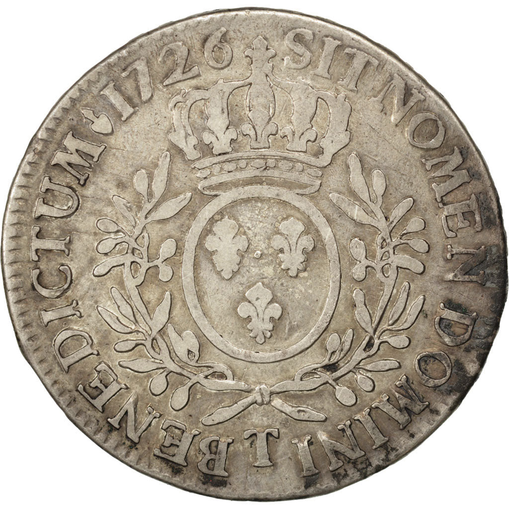 FRANCE, Écu aux branches d'olivier, ECU, 1726, Nantes, KM #486.20, VF(20-25), ..