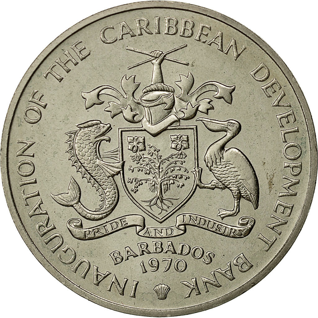 Barbados, 4 Dollars, 1970, SPL-, Rame-nichel, KM:A9