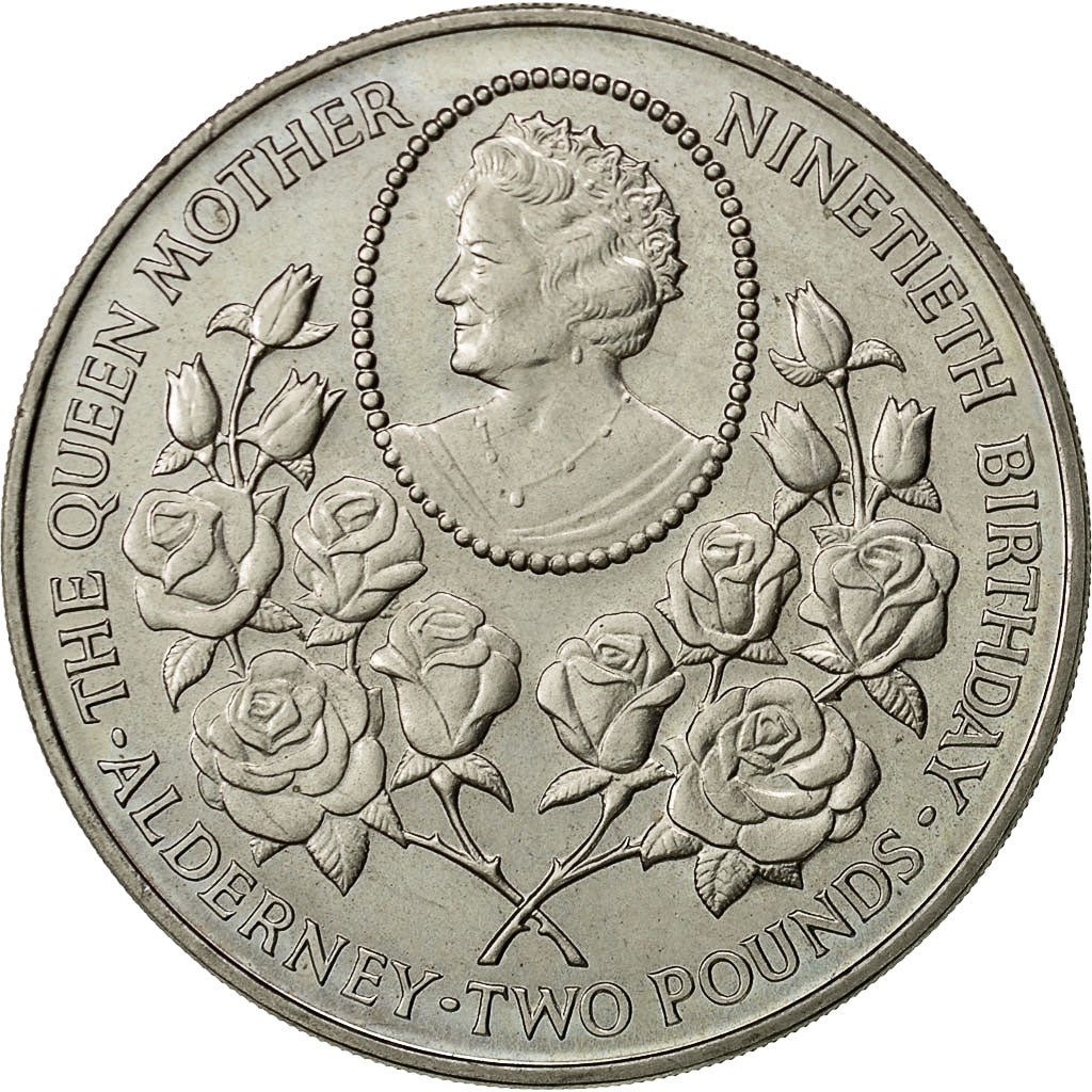 Alderney, Elizabeth II, 2 Pounds, 1990, Heaton, UNZ, Copper-nickel, KM:2