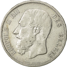 Belgio, Leopold II, 5 Francs, 5 Frank, 1869, MB, Argento, KM:24