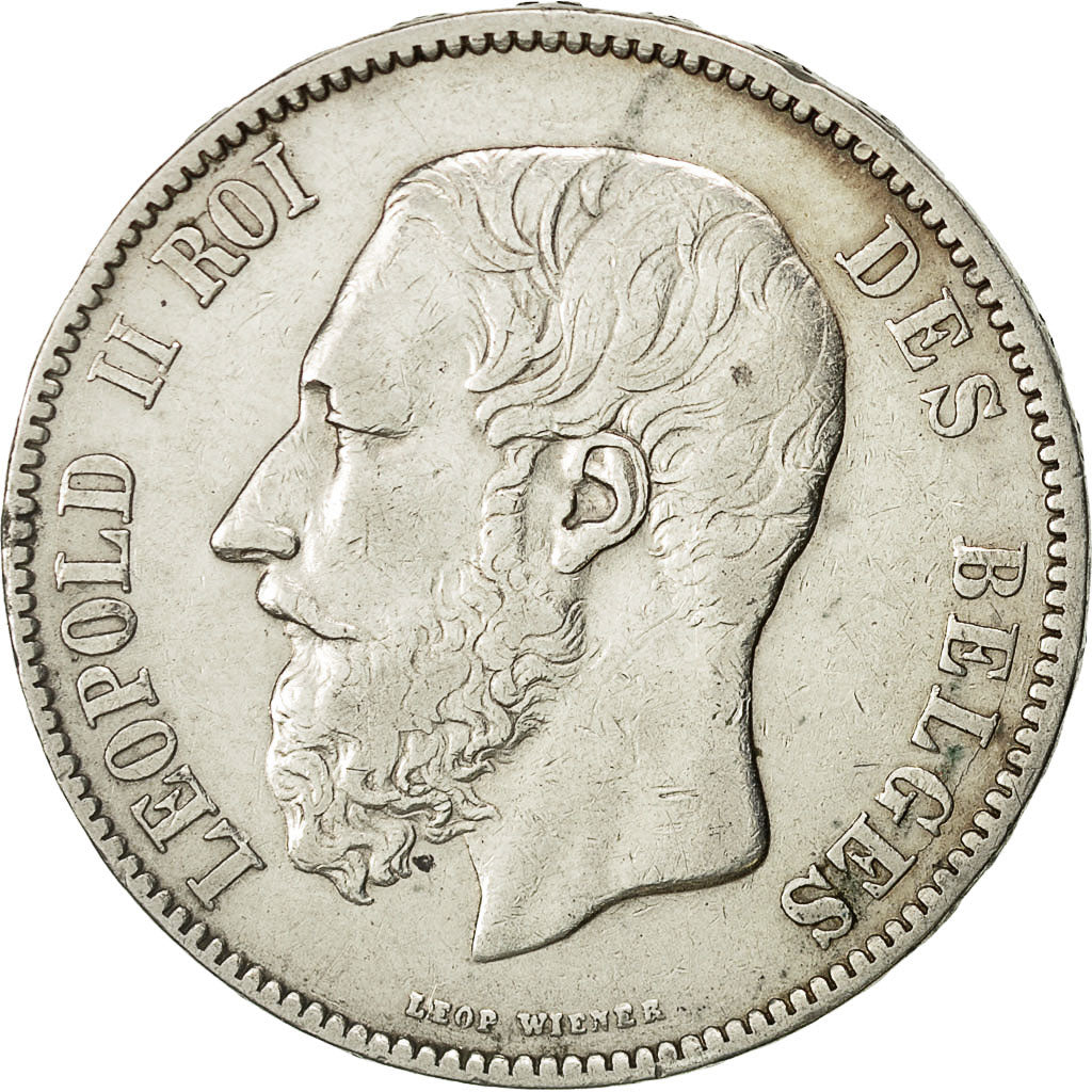 Belgien, Leopold II, 5 Francs, 5 Frank, 1872, S+, Silber, KM:24