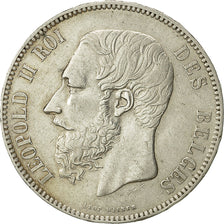 Belgio, Leopold II, 5 Francs, 5 Frank, 1868, BB, Argento, KM:24