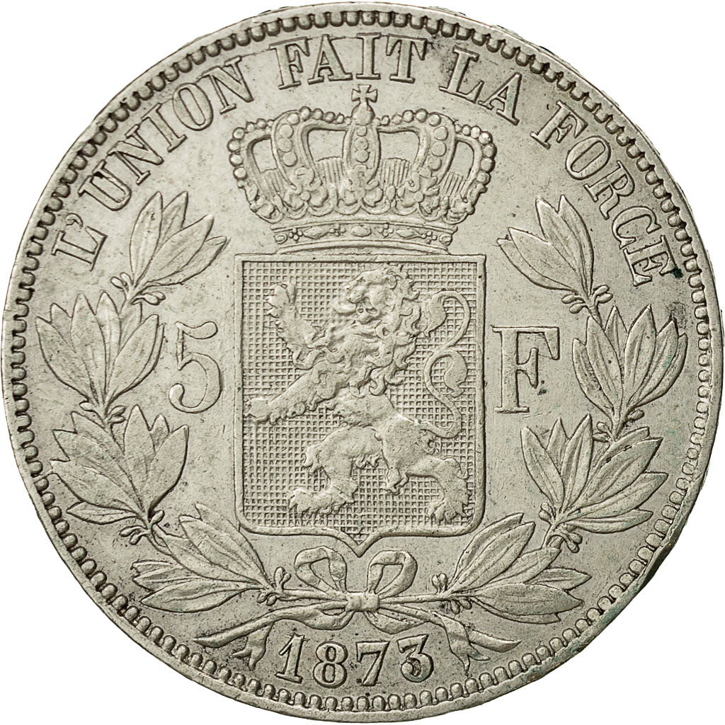 Belgium, Leopold II, 5 Francs, 5 Frank, 1873, EF(40-45), Silver, KM:24